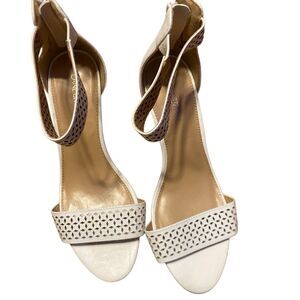 Lane Bryant white eyelet heels ankle strap size 10W